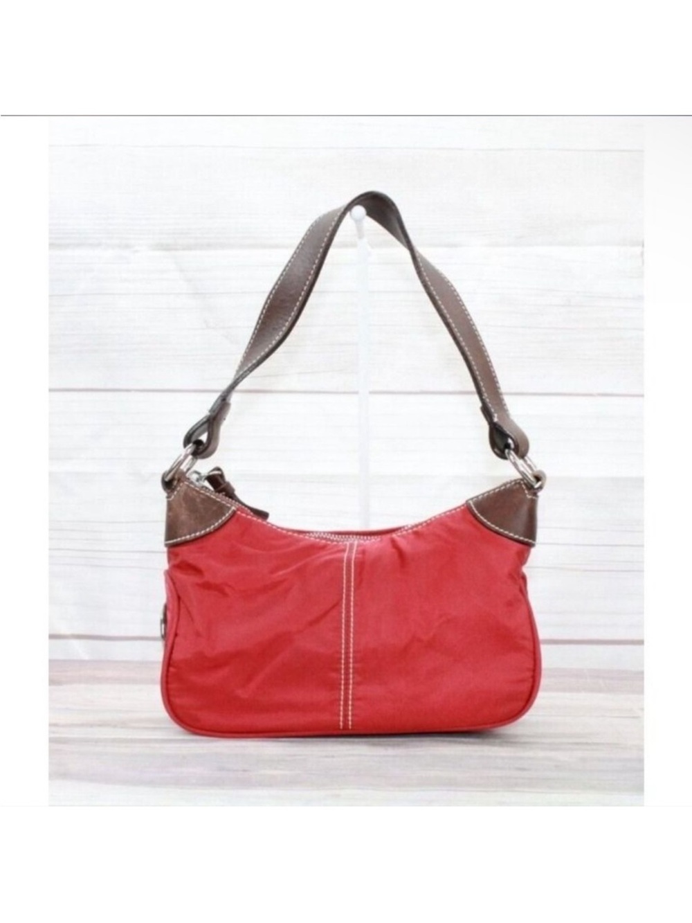 Dooney & Bourke Red Crossbody Bag with Brown Trim